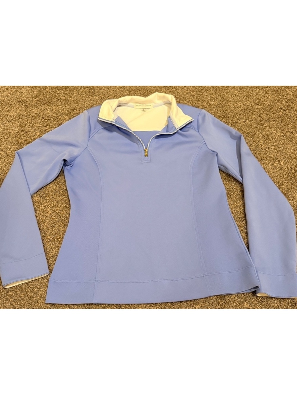 Fairway & Greene Ladies Blue & White Quarter-Zip Golf Pullover Small